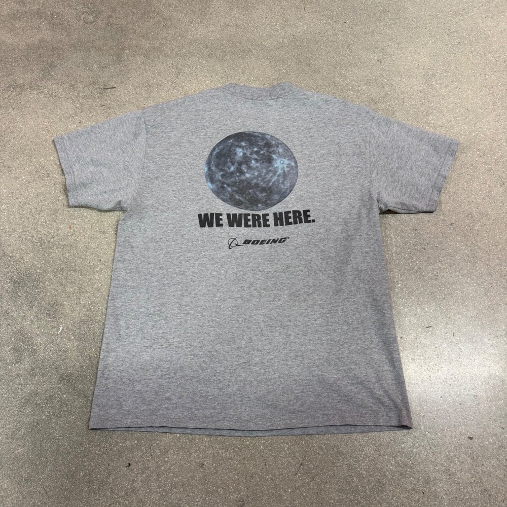 Boeing Apollo 11 Moon Landing Graphic T-Shirt Mens Large Grey Port and Company